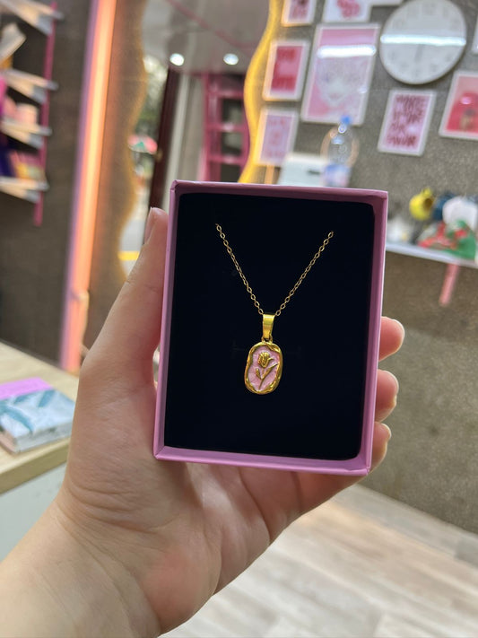 Collier floral en acier inoxydable – Création Benmoussa